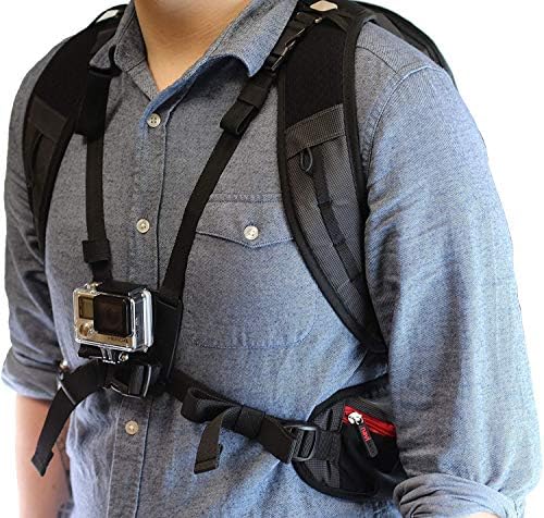 Ранец на ранец на камера на Navitech Action и сина боја со интегрирана лента за градите - компатибилен со акционата камера Денвер АКТ