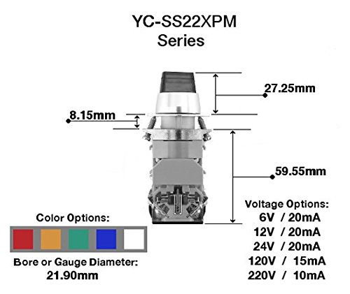 YUCO YC-SS22XPMA-I3W-1 осветлен прекинувач за селектор, бело