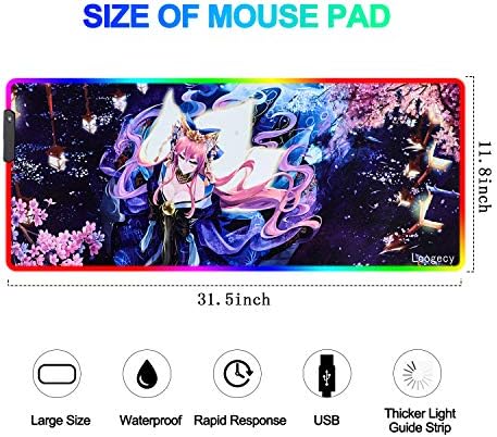 Аниме LED подлогата на глувчето ја прошири големата Mousepad Mousepad Mousepad Mout For Laptop 31,5 × 11,8 инчи