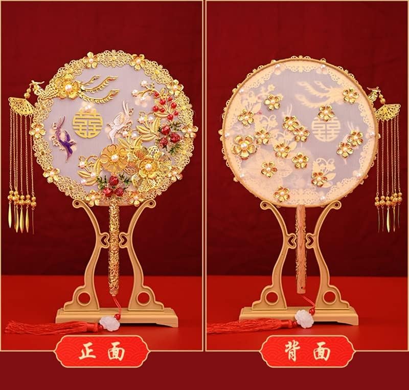 SXDS гроздобер кинески невеста, тркалезна свила фан, кинески традиционален свадбен букет