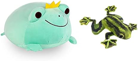 Мека полнета жаба кадифен перница и реална жаба со дрвја, полнето животно, симпатична жаба, плишано играчка подарок за деца деца деца, бебе, кукавички кадифен играч?