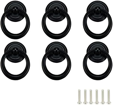 Повлекување фиока на Рисбај, 6 парчиња 1,77 × 1,26 црна цинк легура со легура со единечна дупка за влечење рачки за влечење за фиоки, гардероба