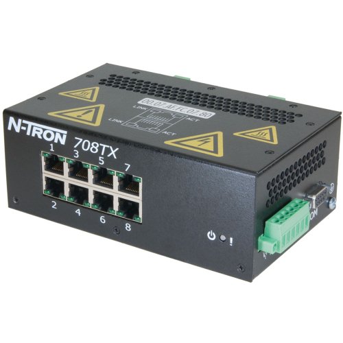 Црвен лав N-Tron 708TX 10/100BASETX Целосно управуван прекинувач за индустриски етернет со 8 порти