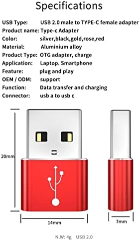Адаптер за Xiaomi Mi Mi Mix Fold-USB-A до C Portchanger, USB Type-C OTG USB-A конвертирање на податоците за полнење за Xiaomi Mi Mi Mix Fold-Метално