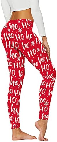 Божиќни јога панталони за жени, кревање на задник Божиќ Дедо Мраз за печатење на тренинзи за печатење хеланки