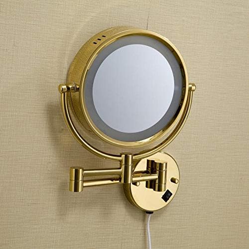 Огледала За Шминка АОХМГ Осветлени Монтирани На Ѕид За Зголемување-Двострани Вртливи Ретровизори За Бричење, Огледала За Суета, Хромирана Завршница