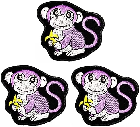 Кленплус 3 парчиња. Виолетова Симпатична Мајмун Цртан Филм Железо На Закрпи Активности Везени Лого Облека Фармерки Јакни Капи Ранци Кошули
