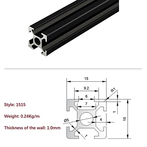 Mssoomm 4 Пакет 1515 Алуминиум Истиснување Профил Должина 62.99 инчен / 1600mm Црна, 15 x 15mm 15 Серија Т Тип Т-Слот Европски Стандардни Истиснувања
