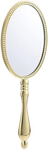 минкиси Осветлена Шминка Огледало Гроздобер Огледало, Козметички Рака Метал Огледало Преносни Патување Шминка Златно Огледало За Жени Рака Огледало