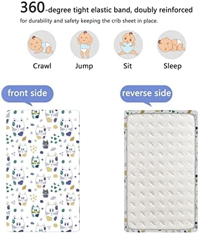 Расадник тематски опремени мини чаршафи, преносни мини креветчиња со меки и затегнати облеки за креветчиња за куќиште за момче