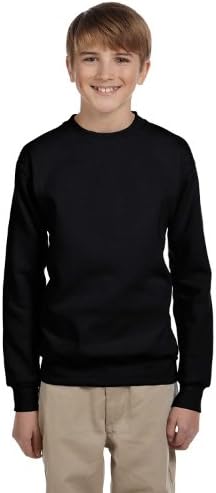 Hanes Boys Comfortblend EcoSmart Crewneck Sweatshirt, голема, црна
