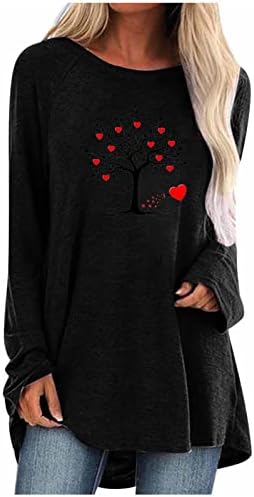 Летна есен врвна кошула за девојчиња облека со долги ракави памук екипаж на вратот графички обичен ден на в Valentубените 13 13 13 13