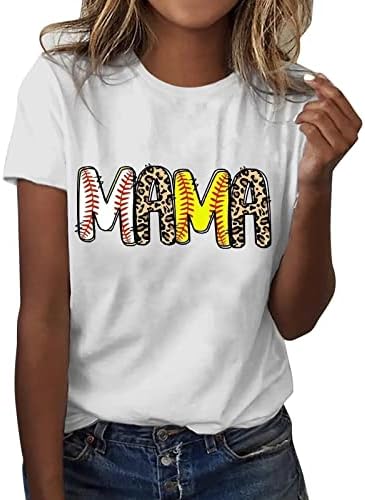 Womenените кошула мали жени модна маица безбол печати краток ракав летен обичен туничен врвен долг ракав топлина