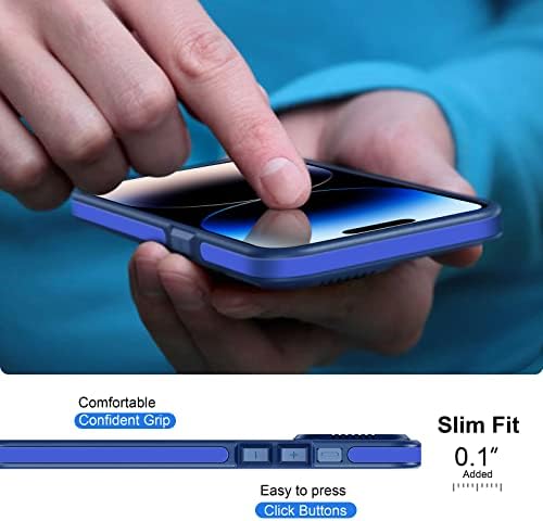 Casus Shockproof Проucирен мат тврд заден капак со мека силиконска рамка за зафат тенок тенки дизајнирани за iPhone 14 Pro Max