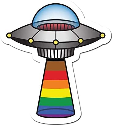 Dark Decars Decars Decals Alien UFO Inclusive Rainbow LGBTQ+ Градско знаме за киднапирање зрак - 4 инчи целосна боја винил декларација