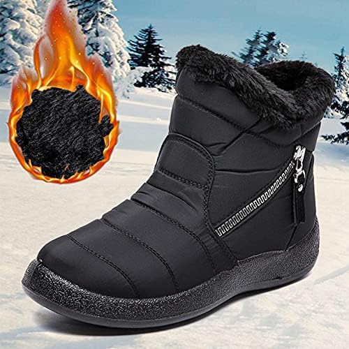 Зимски чизми на Aodong за жени топло крзно обложени чизми на глуждот се лизгаат на водоотпорни чизми на отворено удобни чевли снежни чизми