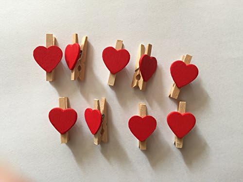 50 парчиња црвено срце дрвени штипки Инстакс филмски клип постави мини шарена роденденска свадба венчаница