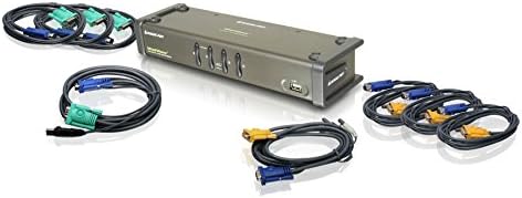 IOGEAR 4-Port DualView USB VGA Kvmp Прекинувач Со Аудио w/Целосен Сет На Кабли,