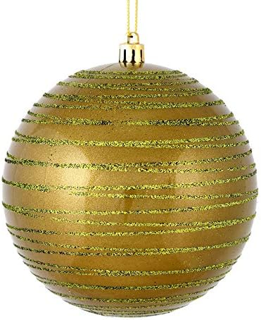 Викерман 6 “божиќна украсна топка, маслиново бонбони завршете со сјајни линии, распрскувана пластика, декорација на новогодишни елки, 3 пакувања
