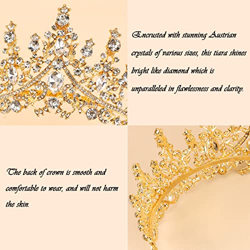 Тобатоба Златна Круна За Жени Златна Дијадема Роденден Кралица Краун Свадба Дијадема За Жени Кристални Дијадеми И Круни Кралска Принцеза