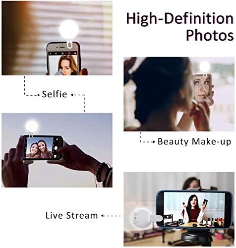 Селфи прстен светло за iPhone & Android преносен преносен клип-на мини селфи полнење светло со 9 LED за Make/Selfie/Photography/LiveStream/паметни