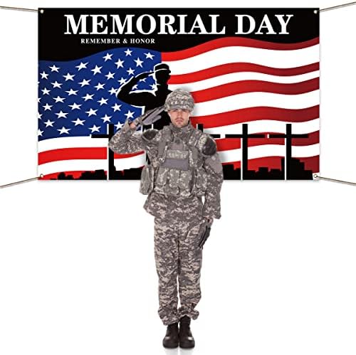 Заднината на Денот на спомен на Вохадо, Американски патриотски, запомнете го честа војник Фото штанд, виси знак за позадина декорација