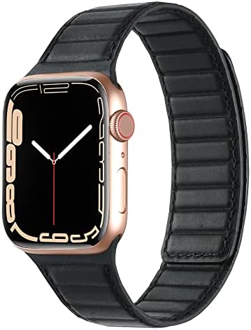 Ini ново за 2022 компатибилен со Apple Watch Band Full Grain Leather Magnetic Link за серија Ultra 8 7 6 5 4 3 SE големина 49mm 45mm 44mm