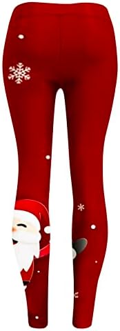 Женски Божиќни хеланки со високи половини за кревање јога хеланки Дедо Мраз печатени слаби џемпери жени