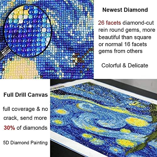 АМОФАТИЈА 5Д Дијамант Сликарство целосна вежба - 50см x 41см боја по број комплети starвездени ноќни дијамантски комплети за