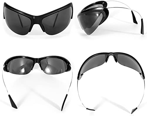 Тја Футуристички Очила За Сонце Унисекс Не-Поларизирани y2k очила За Сонце За Жени Мажи Пластична Рамка Црни леќи Со Заштита ОДV