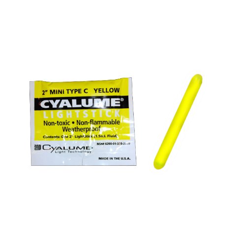 Cyalume 9-28690PF Мини Chemilght Light Stick, 2 Должина, 4 Час Времетраење, Жолта