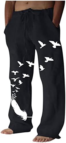 Машки карго панталони модни памучни постелнина џеб обична чипка на џемпери со џогерни панталони за панталони со панталони со молив