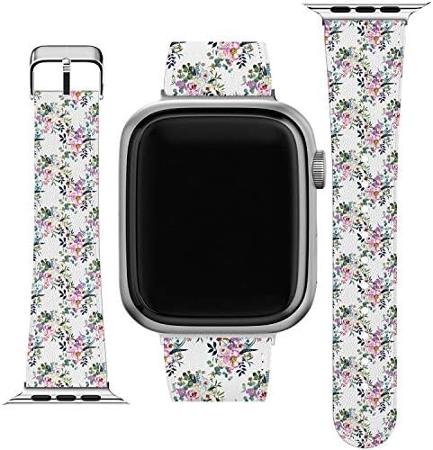 Lex Altern Screstband Компатибилен за Apple Watch Series 1/2/3/4/5/6/7/SE Печатење Цветање цветни нараквици за дизајн на нараквици цвета розово