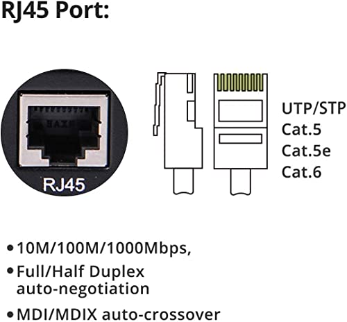 [2-Pack] Конвертор на медиуми со единечен режим Gigabit Fiber, SMF Fiber во Ethernet, 10/1 100/1000Mbps RJ45 порта до Duplex SC Slot, со