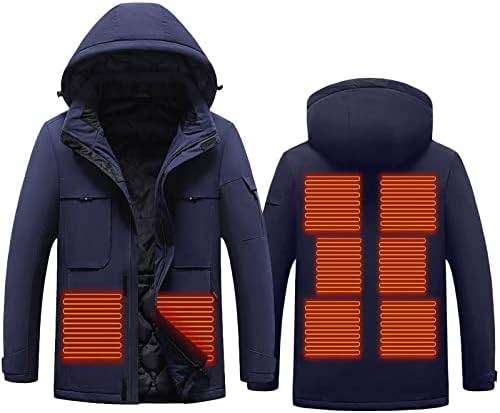 Јакна за машка качулка со палто зимско топло загреано скијање јакни модни патенти дуксери на врвови на џемпери