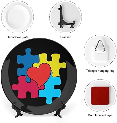 Свесност за аутизам срце сложувалка коска Кина Декоративна чинија тркалезни керамички плочи занает со приказ за домашна канцеларија