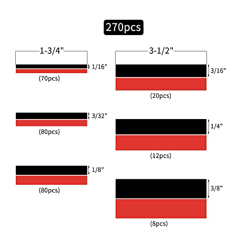 БЕЛА БЕЈС 270 Парчиња 6 Големини Комплет За Цевки За Смалување На Топлина - Леплива Обвивка За Смалување На Електрична Топлина - Црна, Црвена-Сооднос