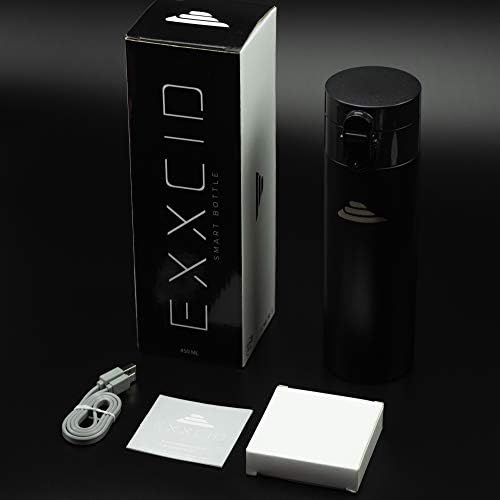 Exxcid Fusion Smart Water Shotter, OLED екран на екранот со мерење на температурата, потсетник за да останете хидрирани, вакуум со вакуум со