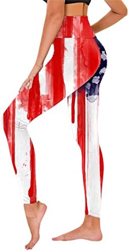 Американски хеланки на знамето Контрола на стомакот Контрола на американско знаме панталони истегнат удобен фитнес што работи за кревање