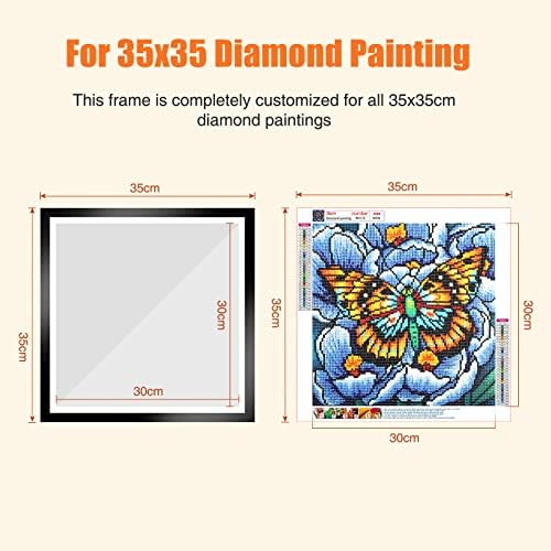 Ghhkud ги ажурираше рамките за сликарство со дијаманти со 2 пакети, рамки за 35x35cm дијамантски сликарство платно, магнетна дијамантска