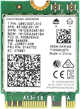 Безжична LAN картичка LIAN MO за Intel AC-8265 AC безжична LAN картичка, NGFF интерфејс Двојна лента 867M + Bluetooth 4.2 Стапка на пренос до 24G300MBPS 5G/867Mbps за системски WIN7/8/8.1/10/10/LINUX