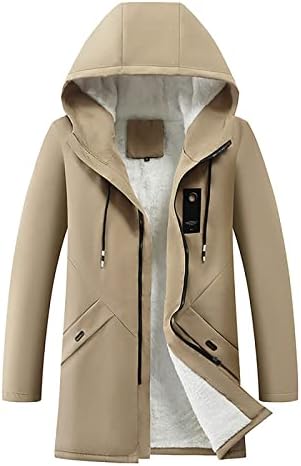 Менс зимски палта Есенски патент за мажи, загреано јакна со качулка со цврста боја памук палто палто