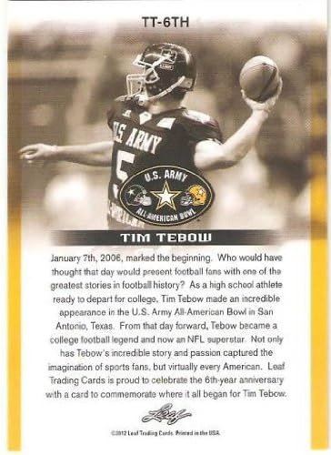 Лист брич во американската армија Средношколска фудбалска картичка за садови TT-6th Tim Tebow-Florida Gators New York Jets QB!