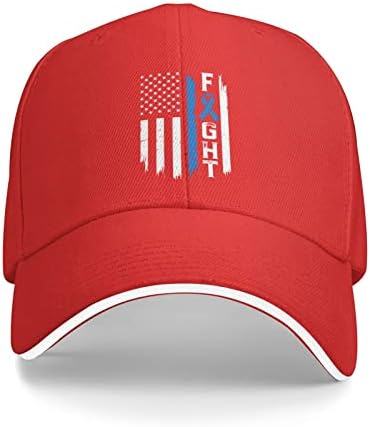 Zsixjnb Colon Cancer Cancer Cancer Mens Mens Baseball Hats се борат со американски знамиња за бејзбол капа за подароци