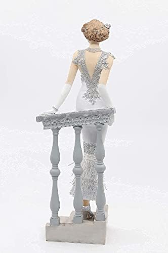 Колекција на дама за викторијански стил на удобна час, пакет од 2, колекционерска фигура, висина од 13 инчи, сребрена и розова и светлина