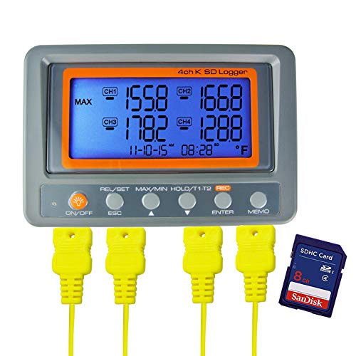 Термометар за термометар од типот на Danoplus Digital 4 канали со функција за логирање на податоци за SD картички, програмибилен