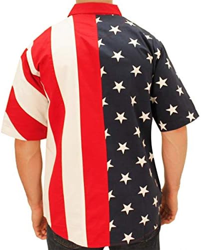 Flagshirt Manight Half Stars Half Stripes Американска кошула на знамето - копче, црвено, бело и сино,