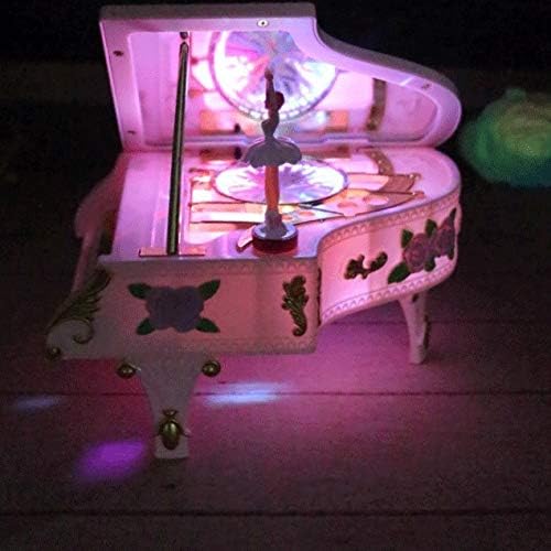 Ylyajy розова пијано музичка кутија LED светло музичка кутија за накит ротирачки балет девојки музички кутија роза музика кутија