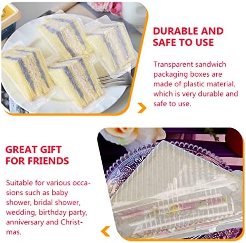 Анѓели 60 парчиња кутии за пакување за Складирање Сендвич Печење Пластика Јасна Торта Од Триаголник За Стареење Транспарентна