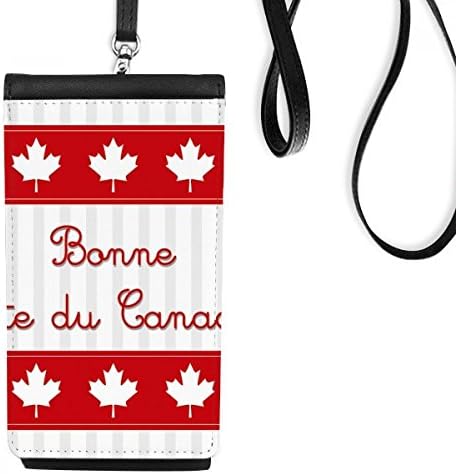 Јавор среќен ден на канадски ден црвен слоган телефонски паричник чанта што виси мобилна торбичка црн џеб